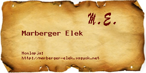 Marberger Elek névjegykártya